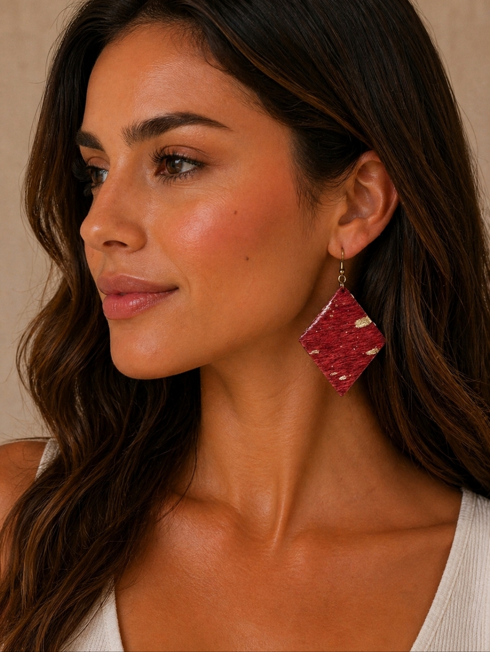 Plunder Red Diamond Shaped Earrings - NIP